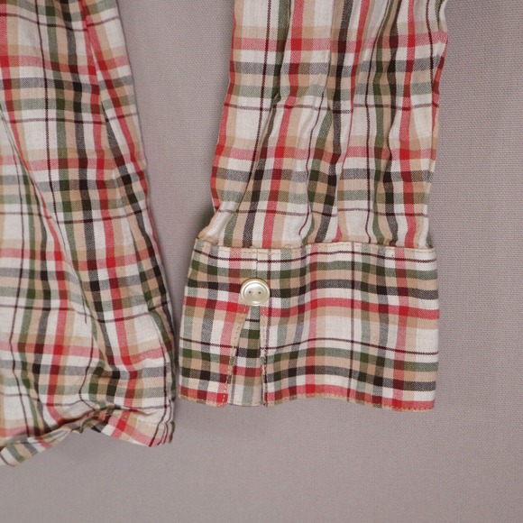 Pendleton Womens XL Button Down Long Sleeve Shirt Brown Red Plaid Vent Back - Picture 7 of 15
